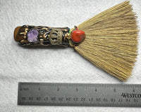Tiger Eye, Amethyst & Red Jasper Decorative Crystal Broom with Crown