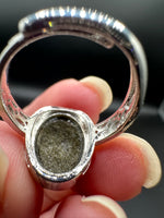 Natural Gold Sheen Obsidian Adjustable Stainless Steel Ring – Oval Cabochon Gemstone Ring