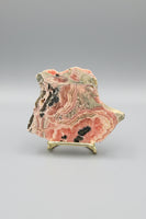 Natural Rhodochrosite Slab #17 – Pink Banded Mineral Specimen with Black Matrix