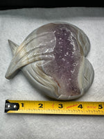 Amethyst Agate Heart Wings Carving with Stand #3