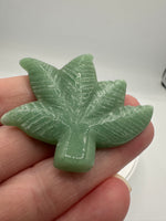 Green Aventurine Cannabis Leaf Carving #6
