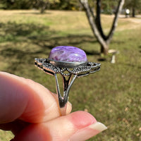 Natural Charoite Ring #42