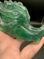 Natural Green Fluorite Dragon Head Carving #2 – 364g