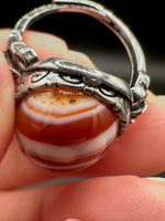 Vintage Style Carnelian Stainless Steel Adjustable Ring #10