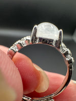 Natural Sri Lankan Moonstone Adjustable Stainless Steel Ring – Blue Flash Gemstone Ring