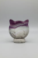 Cat Head Shape Rainbow Fluorite Bowl Carving #1
