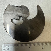 Silver Sheen Obsidian Moon With Snowman Carving