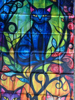 Colorful Stained Glass Cat Design Door Cover/Curtain