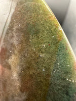 Ocean Jasper Polished Arrow Flame Freeform  #3 – Deep Green & Red Speckled – 92g