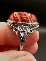 Vintage Style Carnelian Stainless Steel Adjustable Ring #2