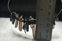 Brown & Black Handmade Natural Crystal Crown Headband – Aura-Coated Crystal Points & Crescent Moon
