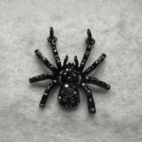 Black Rhinestone Spider Pendant Charm – Gothic Halloween Jewelry Making Supply