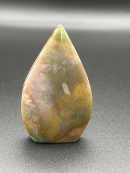 Natural Ocean Jasper Arrow Flame with Druzy Pocket #8 – Green, Gold & Mauve – 96g