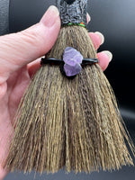 Amethyst Decorative Crystal Broom with Dragon & Heart