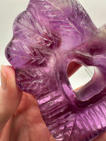 Purple Fluorite Decorative Carved Heart with Stand #7