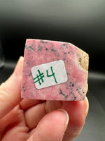 Rhodochrosite Four-Sided Tower #4 – Pink Swirls & Dark Matrix Crystal Point