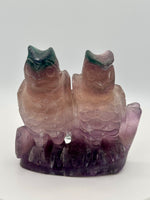 Carved Fluorite Owls