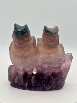 Carved Fluorite Owls