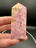 Rhodochrosite Four-Sided Tower #3 – Rose Pink, Cream & Tan Polished Crystal Point
