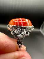 Vintage Style Carnelian Stainless Steel Adjustable Ring #6