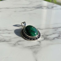 Malachite Oval Filigree Pendant