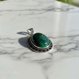 Malachite Oval Filigree Pendant