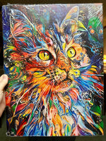 Psychedelic Cat Framed Canvas Print