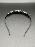 Rainbow & Black Handmade Natural Crystal Crown Headband – Aura-Coated Crystal Points & Crescent Moon