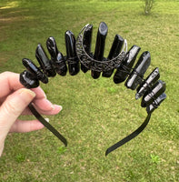 Black Handmade Natural Crystal Crown Headband