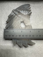 Druzy Agate Geode Indigenous-Inspired Profile Headdress Carving #1