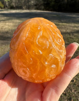Orange Calcite Skull Carving #2