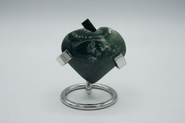 Moss Agate Carved Heart #2