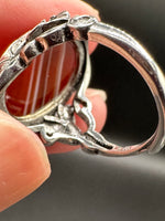 Vintage Style Carnelian Stainless Steel Adjustable Ring #2