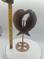Amethyst Agate Heart Wings Carving with Stand #1