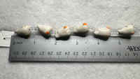 Handmade Lampwork Glass Bunny Bead Strand – White Rabbit Beads with Clear Glass Spacer Beads for Jewelry Making & Crafts