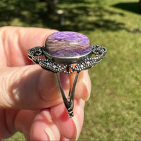 Natural Charoite Ring #7
