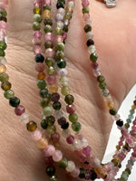 Natural 3mm Faceted Rainbow Tourmaline Necklace