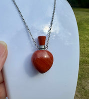 Red Jasper Heart Shape Perfume/Essential Oil Bottle Necklace