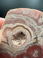 Natural Rhodochrosite Slab #8 – Pink Banded Orb & Druzy Crystal Mineral Specimen