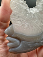 Druzy Agate Geode Indigenous-Inspired Profile Headdress Carving #1