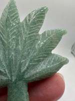 Green Aventurine Cannabis Leaf Carving #4