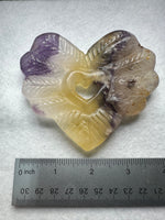 Rainbow Fluorite Decorative Carved Heart with Stand #6