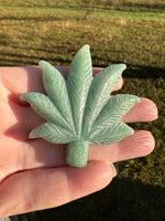 Green Aventurine Cannabis Leaf Carving #4