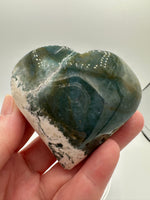 Moss Agate Carved Heart #7