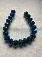 Metallic Midnight Blue Faceted Glass Rondelle Bead Strand – Jewelry Making Beads