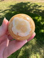 Yellow Calcite Stripe Sphere #5
