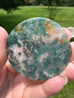 Moss Agate Polished Round Slice #21