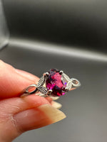 Natural Purple Garnet Adjustable Stainless Steel Ring – Faceted Gemstone Ring