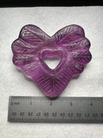 Purple Fluorite Decorative Carved Heart with Stand #7