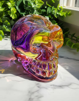 Purple & Yellow Glass Skull